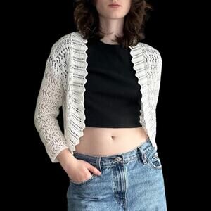 Knitted bolero white cardigan cropped sweater from Dressbarn - fits like S/M